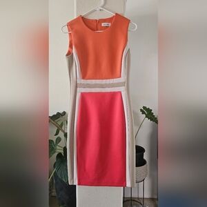 Calvin Klein Orange and Pink Mini Dress Bin #1